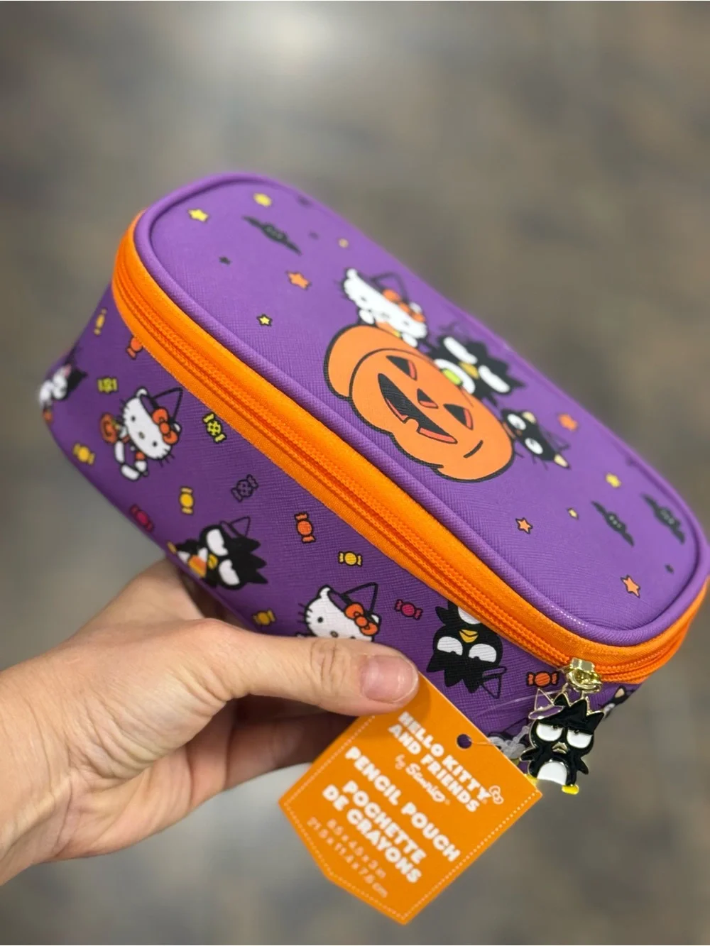 Hello Kitty Purple Halloween Pencil Pouch with Orange Trim